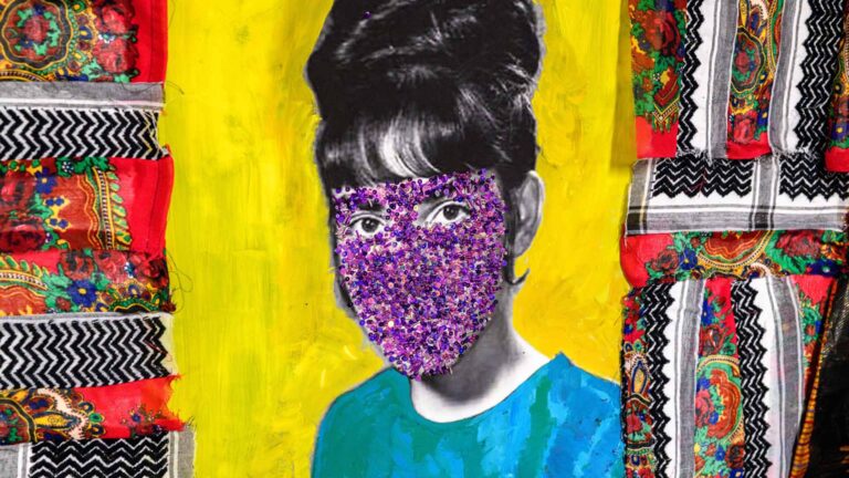 collage with woman's face.