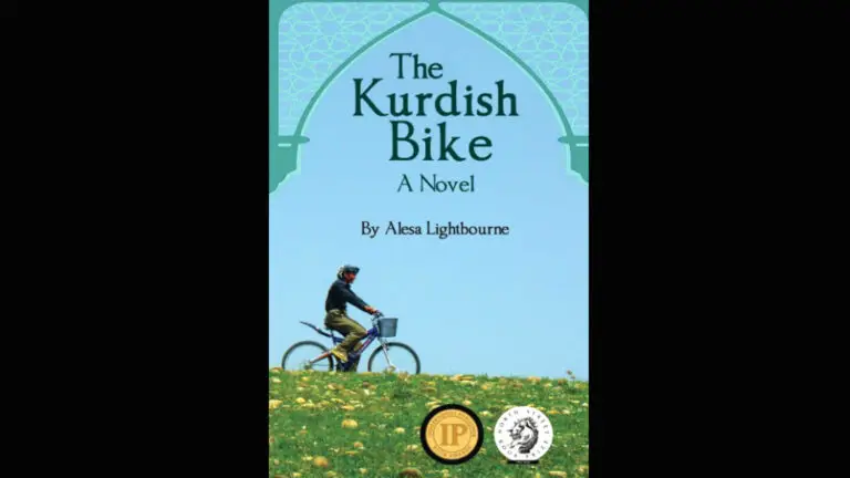 book cover showing a person riding a bicycle.
